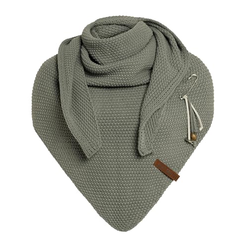 KNIT FACTORY - Dreiecksschal Coco - Damen Strickschal mit Wolle - Umschlagtuch für den Herbst und Winter - Winterschal - Dreieckstuch - Hochwertige Qualität - XXL Schal - 190x85 cm - Urban Green von KNIT FACTORY