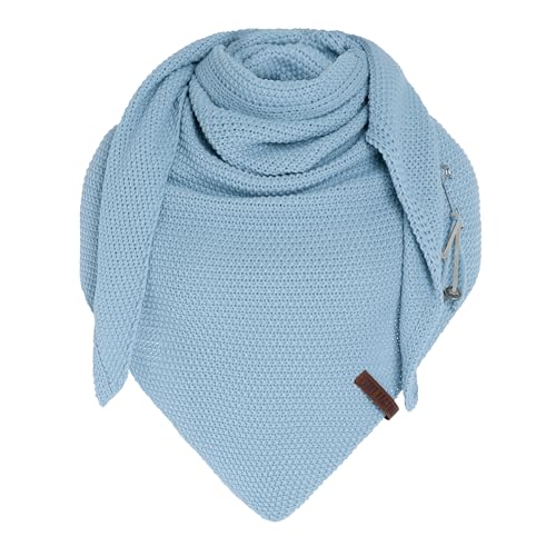 KNIT FACTORY - Dreiecksschal Coco - Damen Strickschal mit Wolle - Umschlagtuch für den Herbst und Winter - Winterschal - Dreieckstuch - Hochwertige Qualität - XXL Schal - 190 x 85 cm - Celeste von KNIT FACTORY