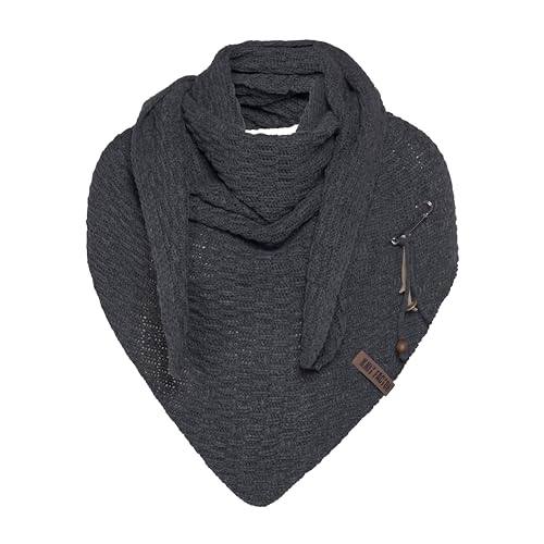 Knit Factory - Dreiecksschal Jaida - Damen Strickschal mit Wolle - Hochwertige Qualität - XXL Schal - 190 x 85 cm - Anthrazit von KNIT FACTORY