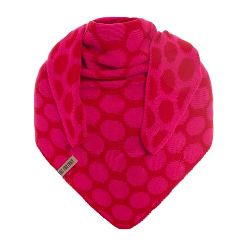 KNIT FACTORY - Dreiecksschal Liva - Damen Strickschal mit Wolle - Gestrickten Schal mit Punkt-Muster - Hochwertige Qualität - XXL Schal - 180x75 cm - Bright Red/Fuchsia von KNIT FACTORY