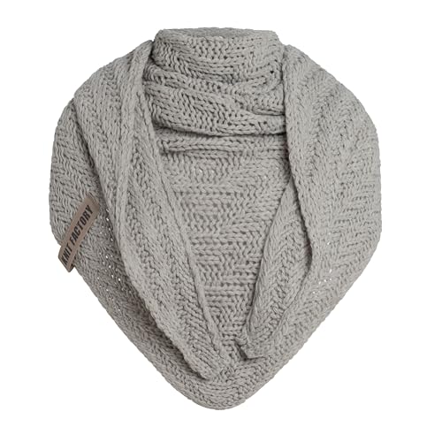 KNIT FACTORY - Dreiecksschal Sally - Damen Strickschal mit Wolle - Grob gestrickten Schal - Hochwertige Qualität - XXL Schal - 220x85 cm - Iced Clay von KNIT FACTORY
