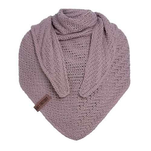 Knit Factory - Dreiecksschal Sally - Damen Strickschal mit Wolle - Grob gestrickten Schal - Hochwertige Qualität - XXL Schal - 220x85 cm - Mauve von KNIT FACTORY