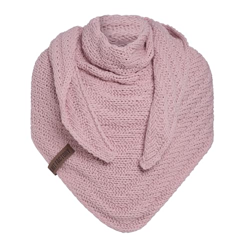 Knit Factory - Dreiecksschal Sally - Damen Strickschal mit Wolle - Grob gestrickten Schal - Hochwertige Qualität - XXL Schal - 220x85 cm - Rosa von KNIT FACTORY