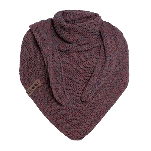 KNIT FACTORY - Dreiecksschal Sally - Damen Strickschal mit Wolle - Grob gestrickten Schal - Hochwertige Qualität - XXL Schal - 220x85 cm - Anthrazit/Stone Red von KNIT FACTORY