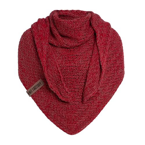 Knit Factory - Dreiecksschal Sally - Damen Strickschal mit Wolle - Grob gestrickten Schal - Hochwertige Qualität - XXL Schal - 220x85 cm - Bordeaux/Stone Red von KNIT FACTORY