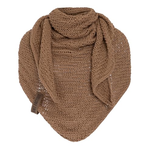 KNIT FACTORY - Dreiecksschal Sally - Damen Strickschal mit Wolle - Grob gestrickten Schal - Hochwertige Qualität - XXL Schal - 220x85 cm - Nude von KNIT FACTORY