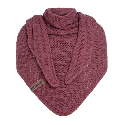 Knit Factory - Dreiecksschal Sally - Damen Strickschal mit Wolle - Grob gestrickten Schal - Hochwertige Qualität - XXL Schal - 220x85 cm - Stone Red von KNIT FACTORY