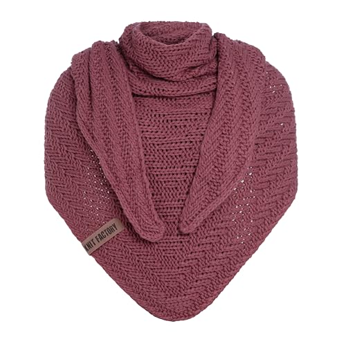 KNIT FACTORY - Dreiecksschal Sally - Damen Strickschal mit Wolle - Grob gestrickten Schal - Hochwertige Qualität - XXL Schal - 220x85 cm - Stone Red von KNIT FACTORY