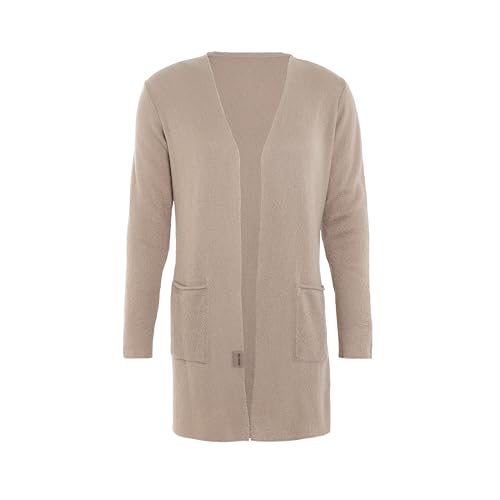 KNIT FACTORY - Ella Lange Strickjacke - Lange Damen Strickjacke - Grobstrickjacke Damen - Strickjacke für den Frühling und Sommer - Strickweste - Cardigan mit Baumwolle - 36/38 - Leinen von KNIT FACTORY
