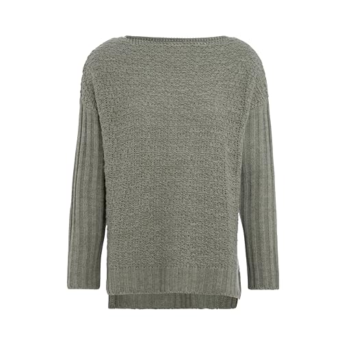 KNIT FACTORY - Emily Damen Strickpullover - Herbst und Winter Pulli - Pullover mit breiteren Kopfausschnitt und Lange Ärmeln - Fällt locker und weit - Urban Green - 36/38 von KNIT FACTORY