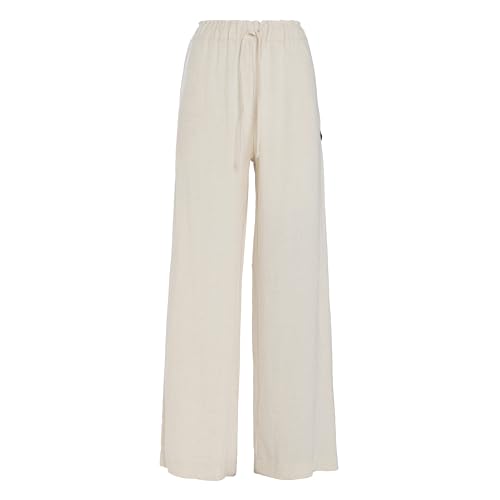KNIT FACTORY - Fern Damen Hose - Eleganter Stoffhose - Palazzo Hose Damen - Damenhosen aus 78% Viskose und 22% Leinen - Beige - 40/42 von KNIT FACTORY