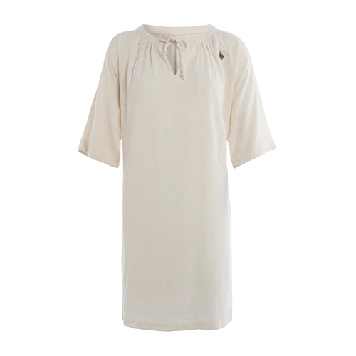 KNIT FACTORY - Fern Kleid - Sommerkleid - Freizeitkleid - Midi Kleid - Damen Kleid aus 78% Viskose und 22% Leinen - Casual - Oben den Knie - Beige - 36/38 von KNIT FACTORY