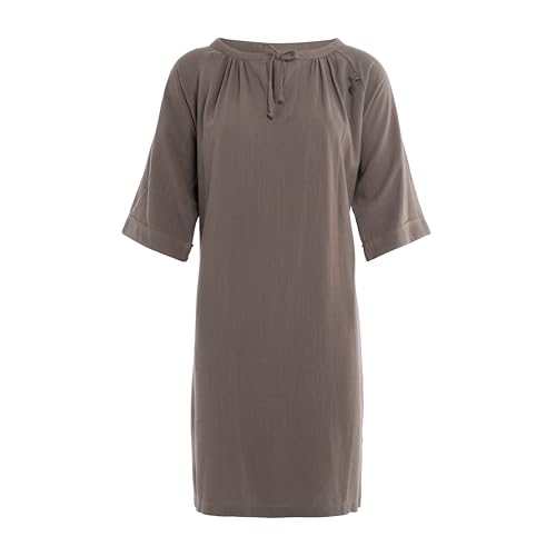 KNIT FACTORY - Fern Kleid - Sommerkleid - Freizeitkleid - Midi Kleid - Damen Kleid aus 78% Viskose und 22% Leinen - Casual - Oben den Knie - Taupe - 36/38 von KNIT FACTORY