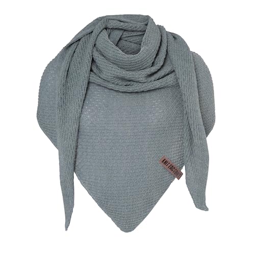 KNIT FACTORY - Gina Dreieckstuch - Fein Gestrickter Damen Schal - Tuch Schal - Für Frühling, Sommer und Herbst - Stone Green - 190x85 cm von KNIT FACTORY