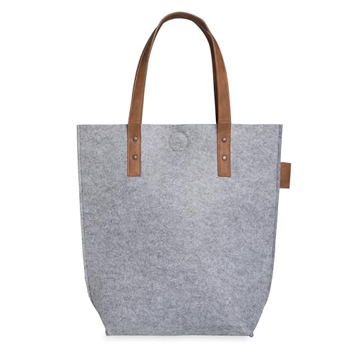 KNIT FACTORY - Gwen Handtasche - Stylische Shopper Tasche für Damen - aus Dicken Filz - 40x40 cm - Hochwertige Qualität - Grau von KNIT FACTORY