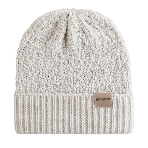 KNIT FACTORY - Haze Mütze - Strickmütze für Damen und Herren - Beanie - Herbst & Winter Essentials - Zeitloses Mode-Accessoire - Wintermütze mit Wolle - Hochwertige Qualität - Beige von KNIT FACTORY