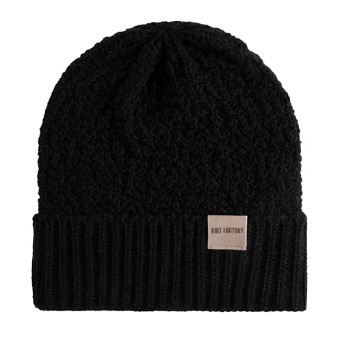 KNIT FACTORY - Haze Mütze - Strickmütze für Damen und Herren - Beanie - Herbst & Winter Essentials - Zeitloses Mode-Accessoire - Wintermütze mit Wolle - Hochwertige Qualität - Schwarz von KNIT FACTORY