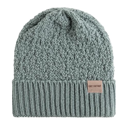 KNIT FACTORY - Haze Mütze - Strickmütze für Damen und Herren - Beanie - Herbst & Winter Essentials - Zeitloses Mode-Accessoire - Wintermütze mit Wolle - Hochwertige Qualität - Stone Green von KNIT FACTORY