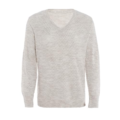 KNIT FACTORY - Ilse Damen Strickpullover - Herbst und Winter Pulli - Pullover mit V-Ausschnitt und Lange Ärmeln - Fällt locker und weit - Beige - 40/42 von KNIT FACTORY