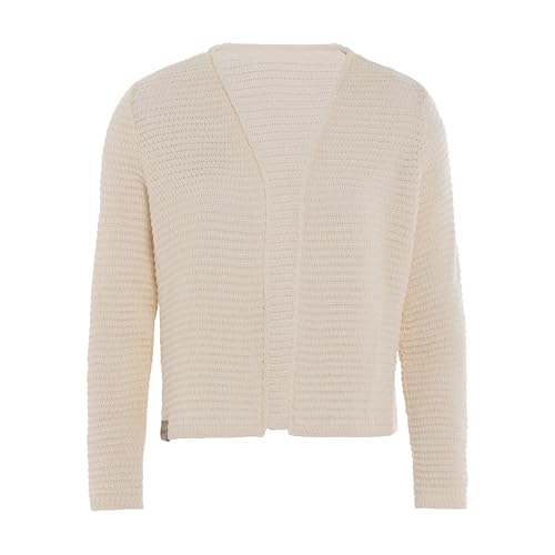 KNIT FACTORY - Isa Strickjacke - Kurzer Damen Strickjacke - Kurzjacke Damen - Strickjacke für den Frühling und Sommer - Strickweste - Cardigan mit Baumwolle - Hüfthöhe - 36/38 - Beige von KNIT FACTORY