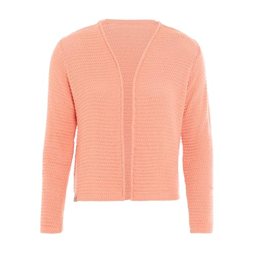KNIT FACTORY - Isa Strickjacke - Kurzer Damen Strickjacke - Kurzjacke Damen - Strickjacke für den Frühling und Sommer - Strickweste - Cardigan mit Baumwolle - Hüfthöhe - 40/42 - Apricot von KNIT FACTORY