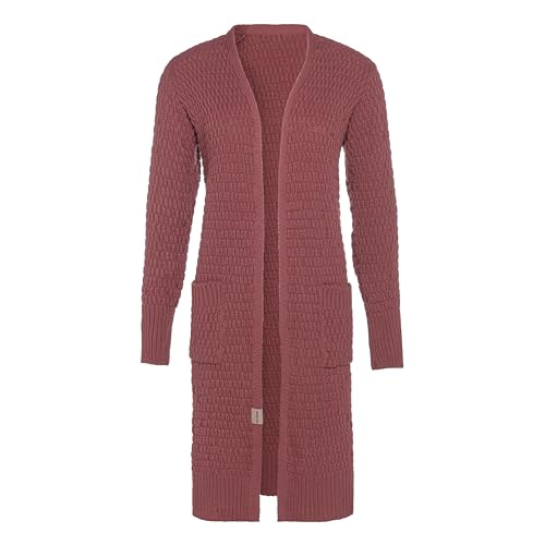 Knit Factory - Jaida Lange Strickjacke - Damen Strickjacke mit Taschen - Cardigan mit Wolle - Hochwertige Qualität - Grobstrickjacke für Damen - Stone Red - 40/42 von KNIT FACTORY