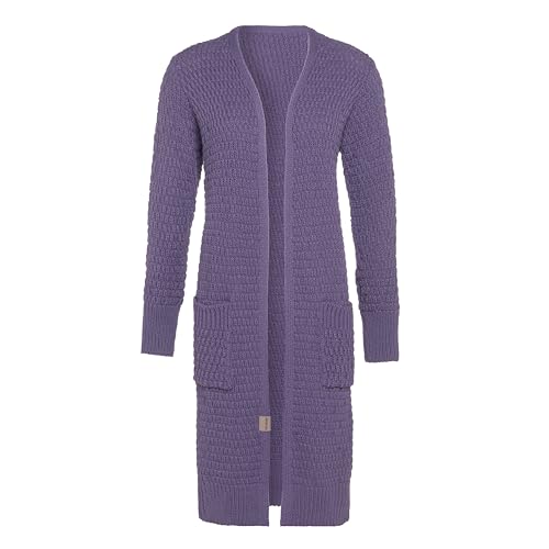 KNIT FACTORY - Jaida Lange Strickjacke - Damen Strickjacke mit Taschen - Cardigan mit Wolle - Hochwertige Qualität - Grobstrickjacke für Damen - Violett - 36/38 von KNIT FACTORY