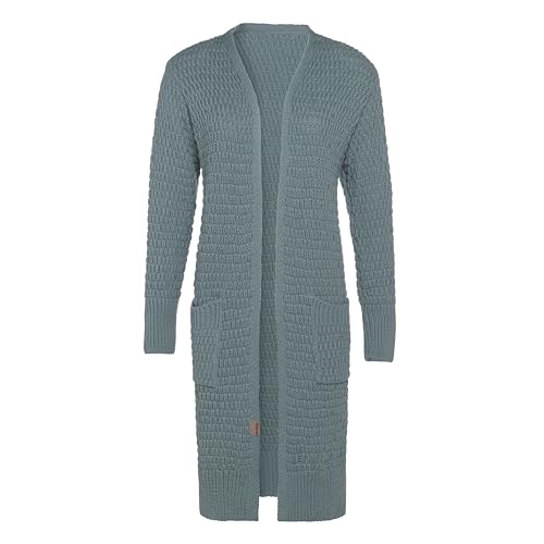 KNIT FACTORY - Jaida Lange Strickjacke - Damen Strickjacke mit Taschen - Cardigan mit Wolle - Hochwertige Qualität - Grobstrickjacke für Damen - Stone Green - 40/42 von KNIT FACTORY