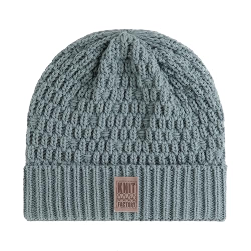 Knit Factory - Jaida Mütze - Strickmütze für Damen und Herren - Beanie - Wintermütze mit Wolle - Hochwertige Qualität - Stone Green von KNIT FACTORY