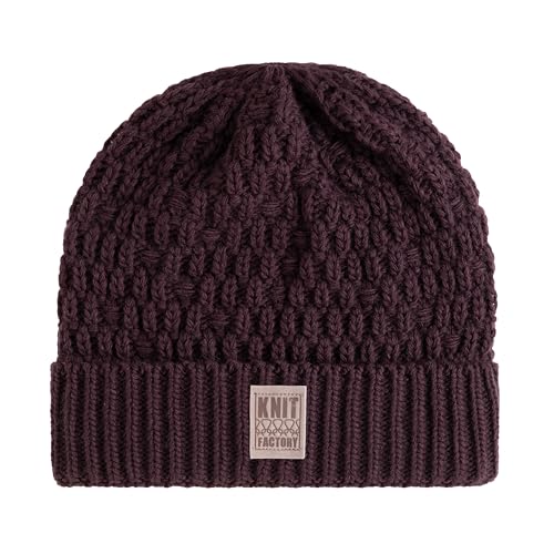 KNIT FACTORY - Jaida Mütze - Strickmütze für Damen und Herren - Beanie - Wintermütze mit Wolle - Hochwertige Qualität - Aubergine von KNIT FACTORY