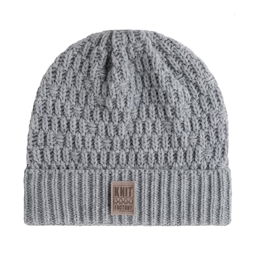 KNIT FACTORY - Jaida Mütze - Strickmütze für Damen und Herren - Beanie - Wintermütze mit Wolle - Hochwertige Qualität - Grau von KNIT FACTORY