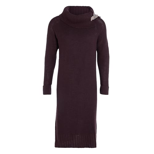 Knit Factory - Jamie Strickkleid - Locker - Kleid - Kleid damen - Herbst & Winter Essentials - Zeitloses Mode-Accessoire - Sitzendes - Mit Lange Ärmel - Reicht bis zum Knie - Aubergine von KNIT FACTORY