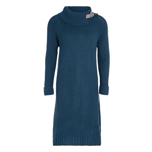 KNIT FACTORY - Jamie Strickkleid - Locker - Kleid - Kleid Damen - Herbst & Winter Essentials - Zeitloses Mode-Accessoire - Sitzendes - Mit Lange Ärmel - Reicht bis zum Knie - Petrol von KNIT FACTORY