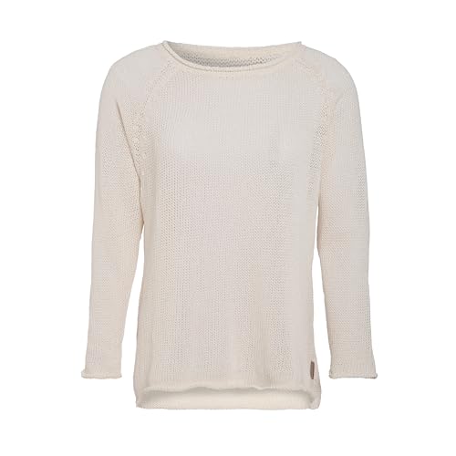 KNIT FACTORY - Jasmin Damen Strickpullover - Herbst und Winter Pulli - Pullover mit Rundhalsausschnit und Lange Ärmeln - Oberteile aus 80% Recycelte Baumwolle - Beige - 40/42 von KNIT FACTORY