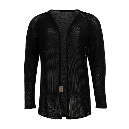 Knit Factory - Jasmin Kurze Strickjacke - Damen gestrickte Jacke aus 80% Recycelte Baumwolle - Cardigan mit Hochwertige Qualität - Schwarz - 40/42 von KNIT FACTORY