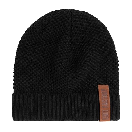 Knit Factory - Jazz Mütze - Strickmütze für Damen und Herren - Beanie - Herbst & Winter Essentials - Zeitloses Mode-Accessoire - Wintermütze mit Wolle - Hochwertige Qualität - Schwarz von KNIT FACTORY