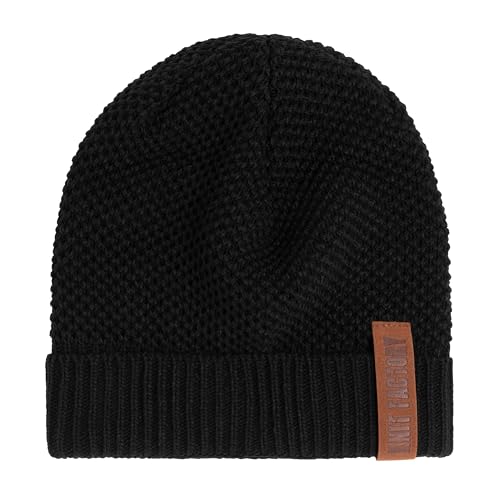 KNIT FACTORY - Jazz Mütze - Strickmütze für Damen und Herren - Beanie - Herbst & Winter Essentials - Zeitloses Mode-Accessoire - Wintermütze mit Wolle - Hochwertige Qualität - Schwarz von KNIT FACTORY