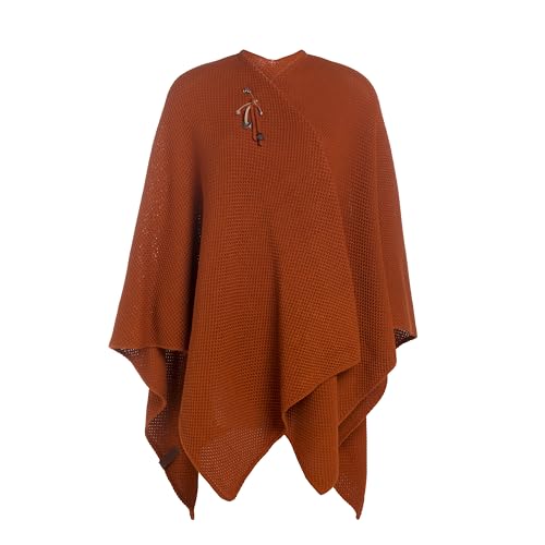 KNIT FACTORY - Jazz Poncho - Elegant Gestrickter Damen Cape - Wickelschal mit Wolle - Hochwertige Qualität - Terra von KNIT FACTORY
