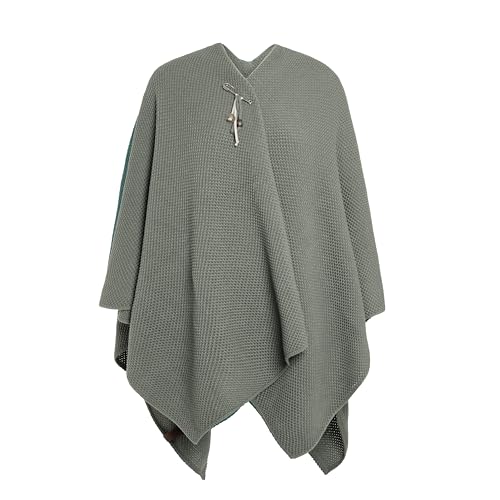 Knit Factory - Jazz Poncho - Elegant Gestrickter Damen Cape - Wickelschal mit Wolle - Hochwertige Qualität - Urban Green von KNIT FACTORY