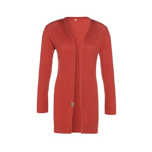 KNIT FACTORY - June Strickjacke - Lange Damen Strickjacke - Cardigan aus Baumwollmix - Hochwertige Qualität - Terra - 40/42 von KNIT FACTORY