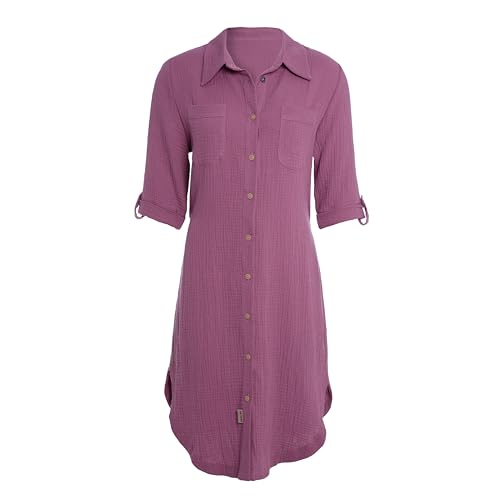 KNIT FACTORY - Kim Blusenkleid - Longbluse - Sommerkleid Damen - Zeitloser Allrounder - 100% Bio-Baumwolle - Nachhaltiges - Für Frühling und Sommer - Violett - XL von KNIT FACTORY