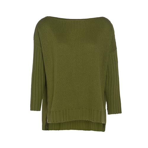 KNIT FACTORY - Kylie Damen Pullover - Strickpullover - Fällt locker und weit - Mit breiteren Kopfausschnitt - Moosgrün - 36/44 von KNIT FACTORY