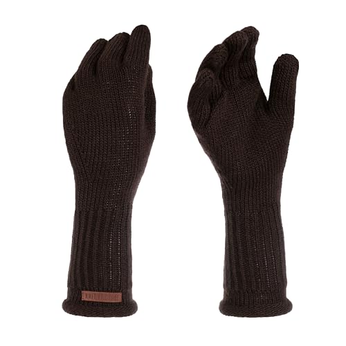 KNIT FACTORY - Lana Handschuhe - Gestrickte Handschuhe für Winter - Handstulpen aus Wolle - Hochwertige Qualität - Dunkelbraun von KNIT FACTORY