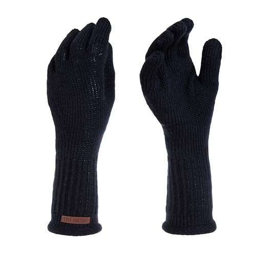 KNIT FACTORY - Lana Handschuhe - Gestrickte Handschuhe für Winter - Handstulpen aus Wolle - Hochwertige Qualität - Navy von KNIT FACTORY
