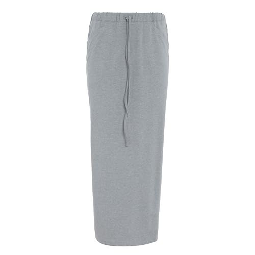 KNIT FACTORY - Lily Midirock - Röcke Damen - Knielanger Rock - Bequem und luftig geschnitten - Sommerlichen Look - Freizeitröcke aus Viskose und Elastan - Grau - M von KNIT FACTORY
