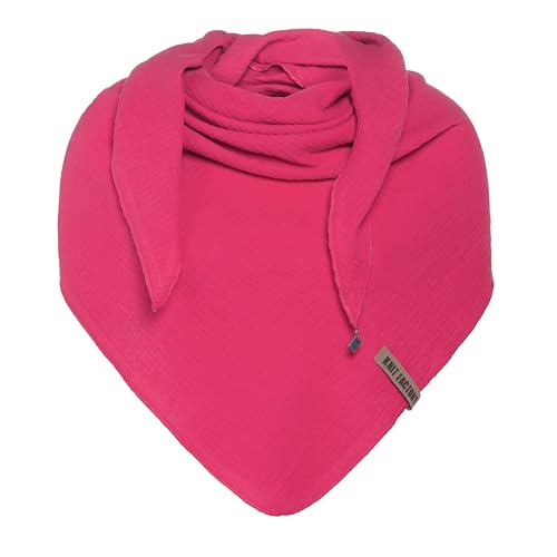 Knit Factory - Liv Dreieckstuch - Tuch Schal für Damen - Weiches Musselintuch - Für Frühling und Sommer - 100% Bio-Baumwolle - Fuchsia von KNIT FACTORY