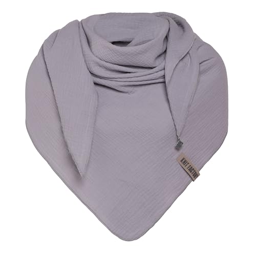 KNIT FACTORY - Liv Dreieckstuch - Tuch Schal für Damen - Weiches Musselintuch - Für Frühling und Sommer - 100% Bio-Baumwolle - Grau von KNIT FACTORY
