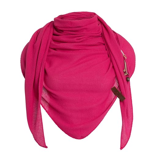 Knit Factory - Lola Dreieckstuch - Fein Gestrickter Damen Schal - Tuch Schal - Für Frühling und Sommer - Baumwollmix - Fuchsia - 190x85 cm von KNIT FACTORY