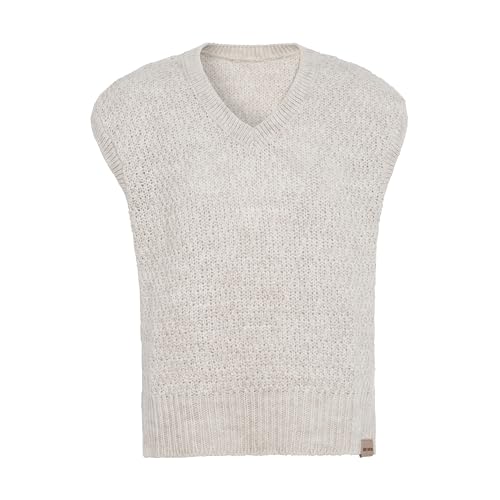 KNIT FACTORY - Luna Gestrickte Spencer - Strickweste - Damen Slipover - Gestrickter ärmelloser Pullover - Beige - 36/38 von KNIT FACTORY