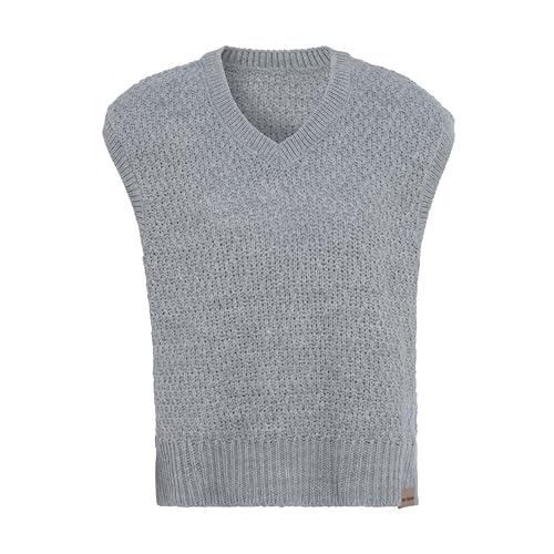 KNIT FACTORY - Luna Gestrickte Spencer - Strickweste - Damen Slipover - Gestrickter ärmelloser Pullover - Grau - 36/38 von KNIT FACTORY